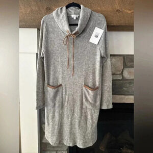 Hailey & Co Sweater Dress L  Neutral Grey Lagenlook Outdoorsy Capsule Angora